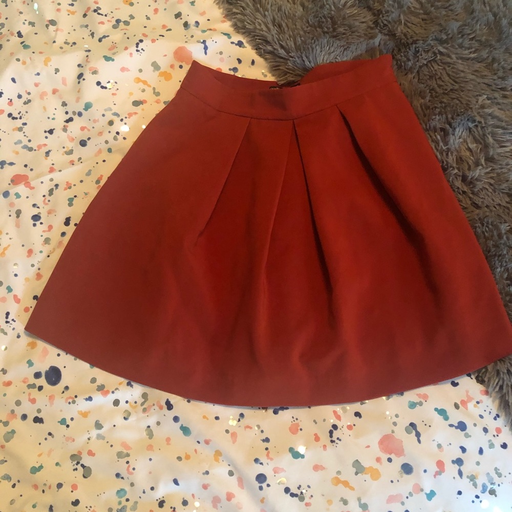 Red Fit and Flare Mini Skirt